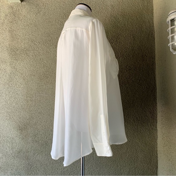 “Bass” Ivory Silk Button Down Shirt size XL - Picture 6 of 10